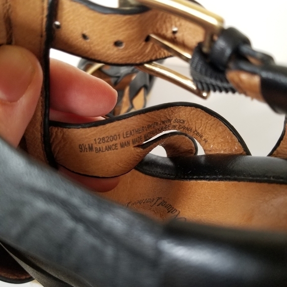 SOFFT Black Leather Heeled Wedge Espadrille Sandals Size 9.5 - Picture 5 of 7